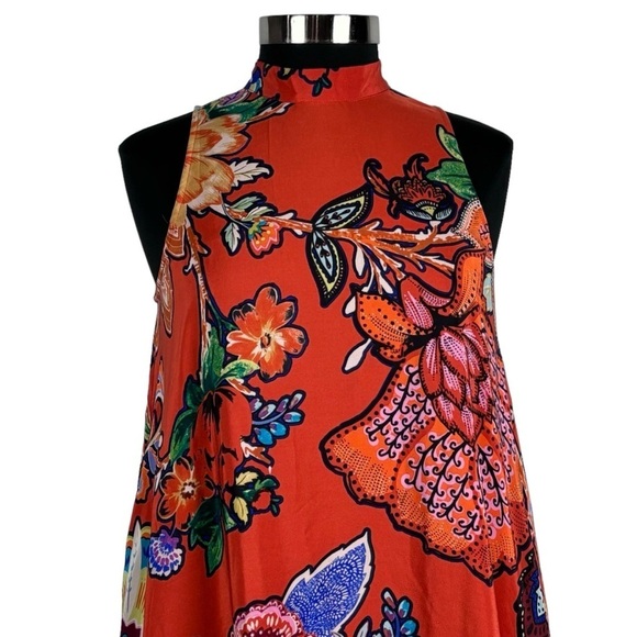 ANTHROPOLOGIE MAEVE LARKHILL SILK FLORAL PAISLEY SLEEVELESS SWING DRESS - Picture 6 of 14